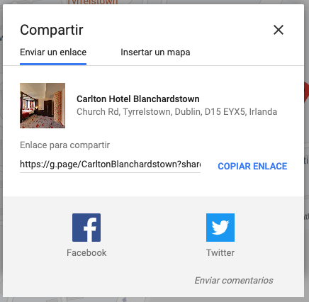 google my business preview image share link es