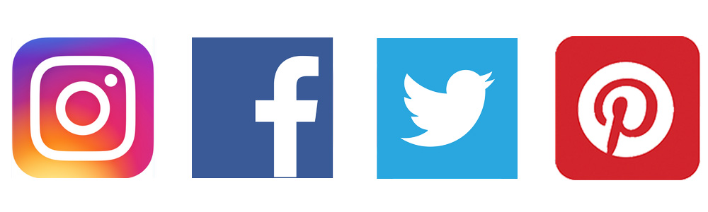 plataformas de redes sociales que incluyen Facebook, Instagram, Twitter y Pinterest
